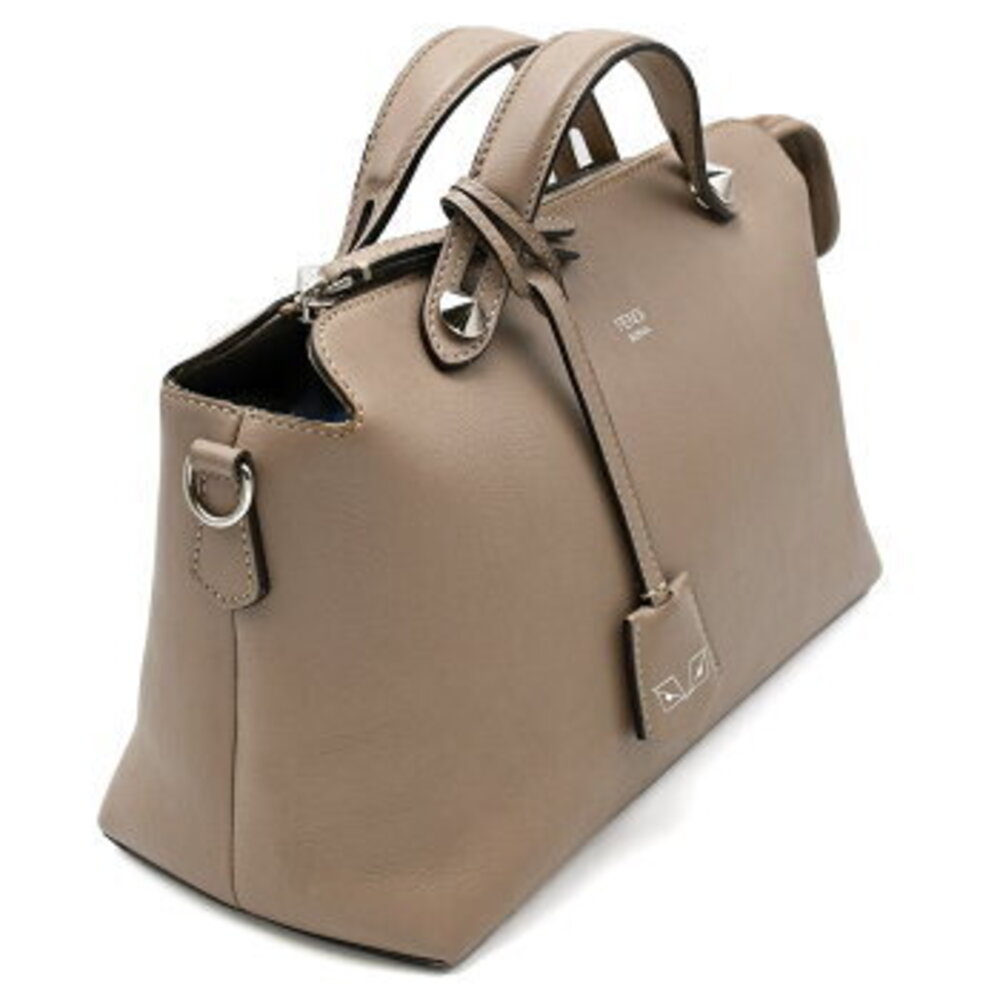 Fendi Boston Shoulder Way By Gray Bag Handbag Leather Beige the Tan - Picture 4 of 6